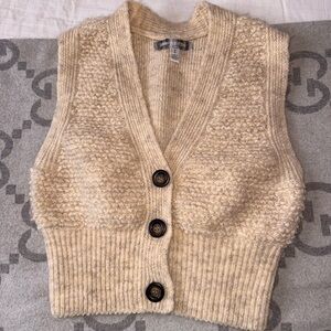 Urban Outfitters Cream Button-Up Sweater Vest, S